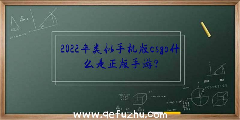 2022年类似手机版csgo什么是正版手游？