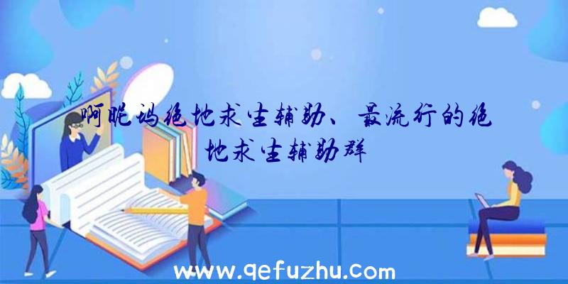 啊昵玛绝地求生辅助、最流行的绝地求生辅助群