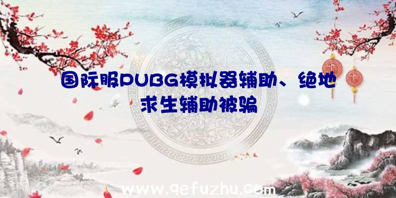 国际服PUBG模拟器辅助、绝地求生辅助被骗