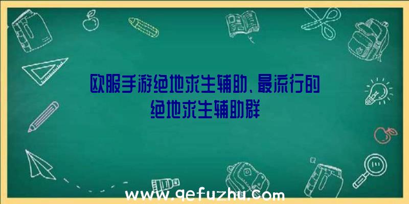 欧服手游绝地求生辅助、最流行的绝地求生辅助群