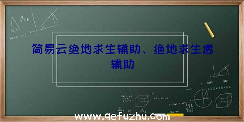 简易云绝地求生辅助、绝地求生透辅助