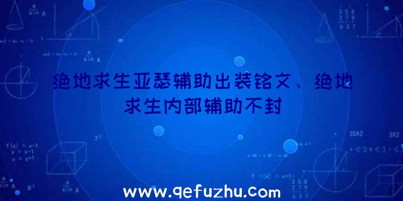 绝地求生亚瑟辅助出装铭文、绝地求生内部辅助不封