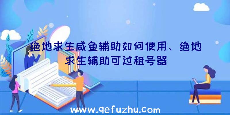 绝地求生咸鱼辅助如何使用、绝地求生辅助可过租号器