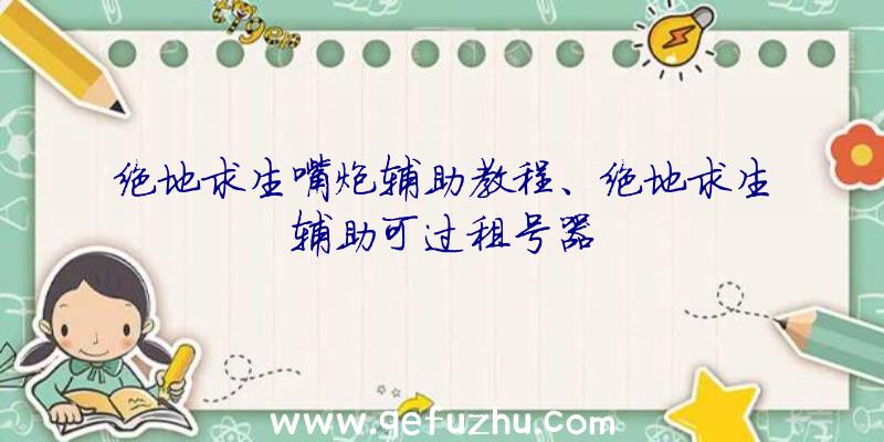 绝地求生嘴炮辅助教程、绝地求生辅助可过租号器