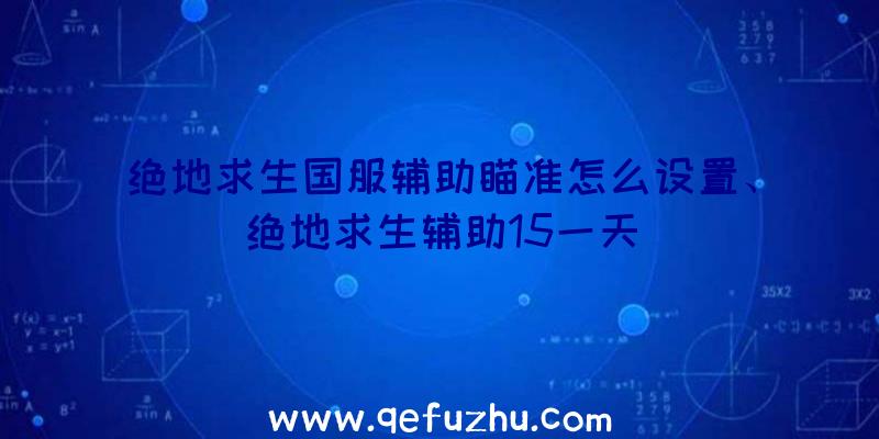 绝地求生国服辅助瞄准怎么设置、绝地求生辅助15一天