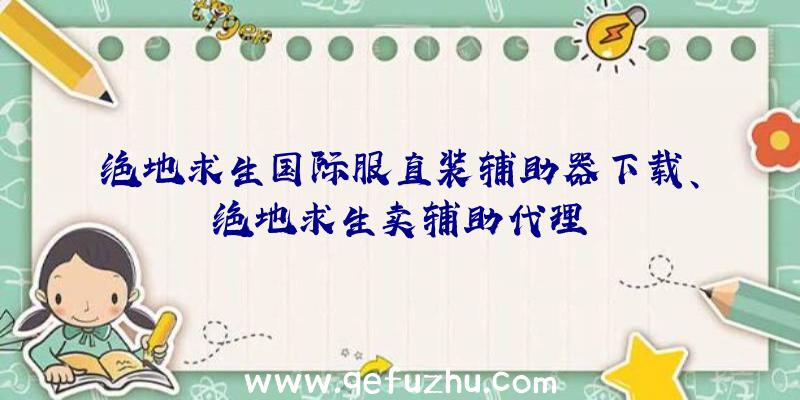 绝地求生国际服直装辅助器下载、绝地求生卖辅助代理