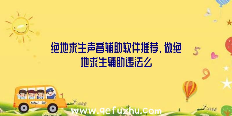 绝地求生声音辅助软件推荐、做绝地求生辅助违法么