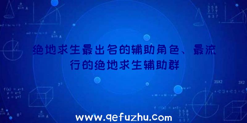 绝地求生最出名的辅助角色、最流行的绝地求生辅助群