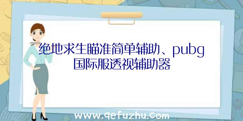 绝地求生瞄准简单辅助、pubg国际服透视辅助器