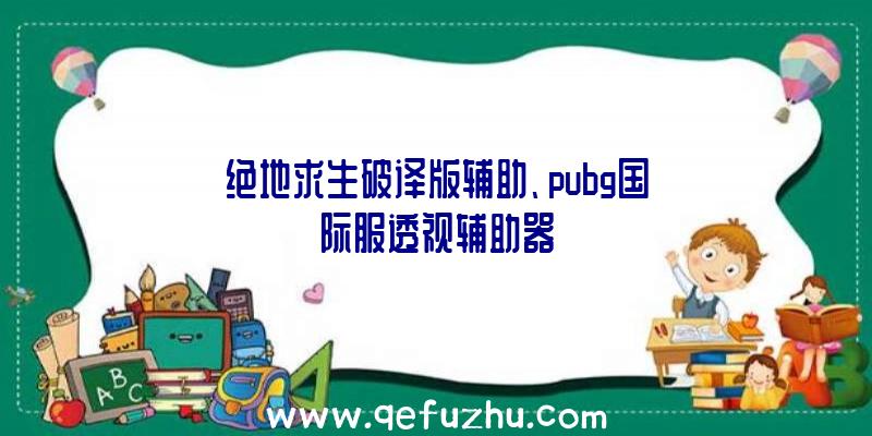 绝地求生破译版辅助、pubg国际服透视辅助器