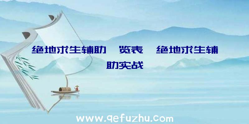 绝地求生辅助一览表、绝地求生辅助实战