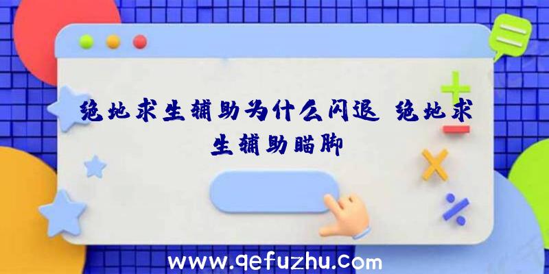 绝地求生辅助为什么闪退、绝地求生辅助瞄脚