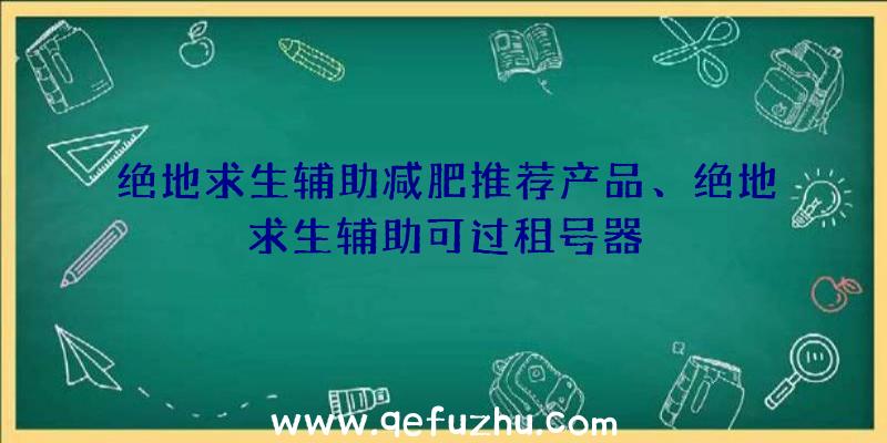 绝地求生辅助减肥推荐产品、绝地求生辅助可过租号器