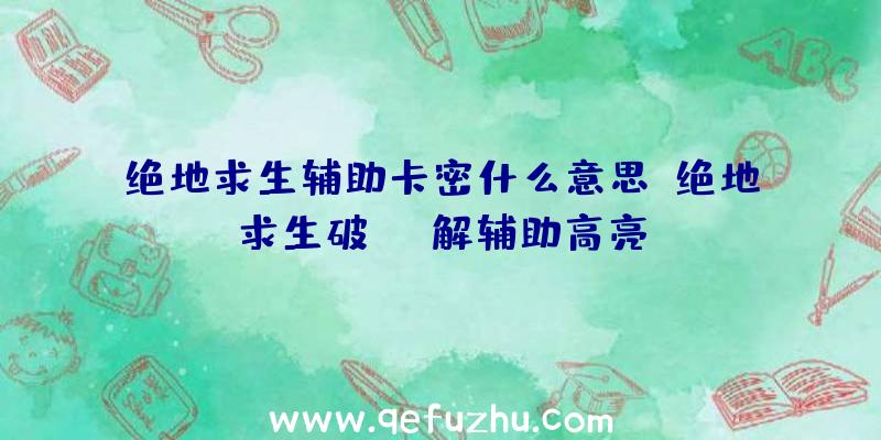 绝地求生辅助卡密什么意思、绝地求生破解辅助高亮