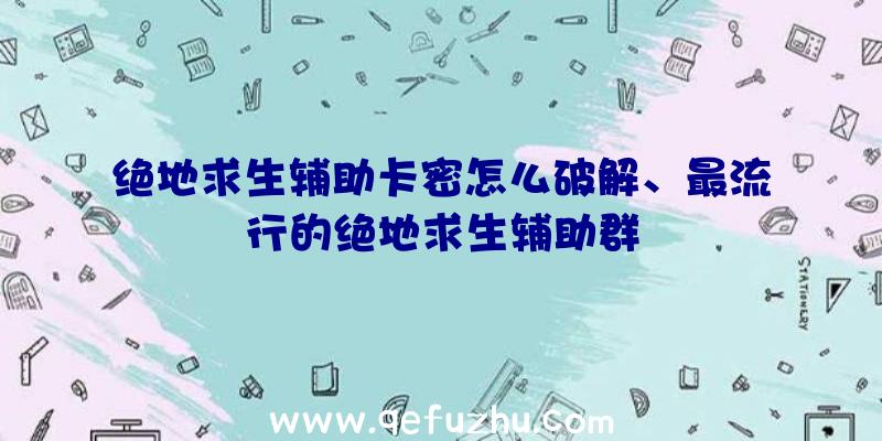 绝地求生辅助卡密怎么破解、最流行的绝地求生辅助群