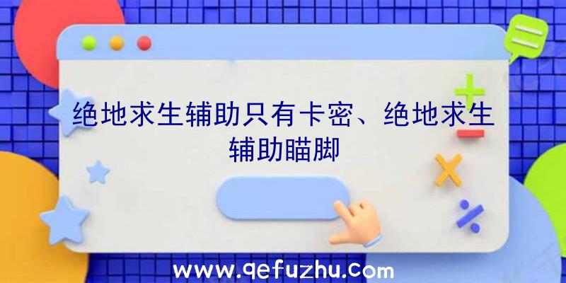 绝地求生辅助只有卡密、绝地求生辅助瞄脚