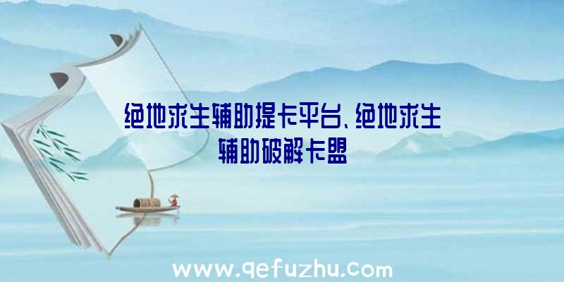 绝地求生辅助提卡平台、绝地求生辅助破解卡盟