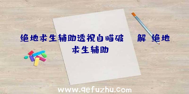 绝地求生辅助透视自瞄破解、绝地求生辅助dzm