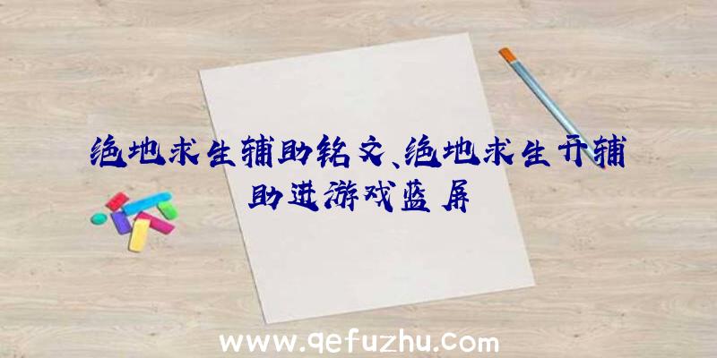 绝地求生辅助铭文、绝地求生开辅助进游戏蓝屏