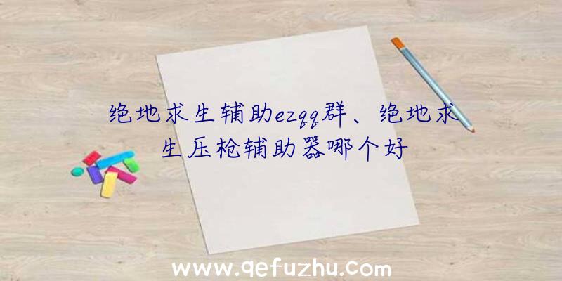 绝地求生辅助ezqq群、绝地求生压枪辅助器哪个好