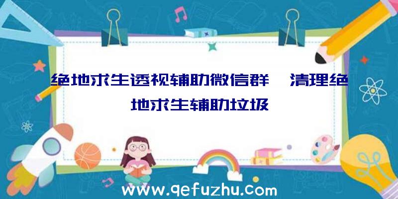 绝地求生透视辅助微信群、清理绝地求生辅助垃圾