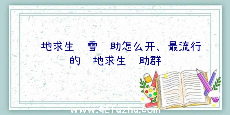 绝地求生飞雪辅助怎么开、最流行的绝地求生辅助群