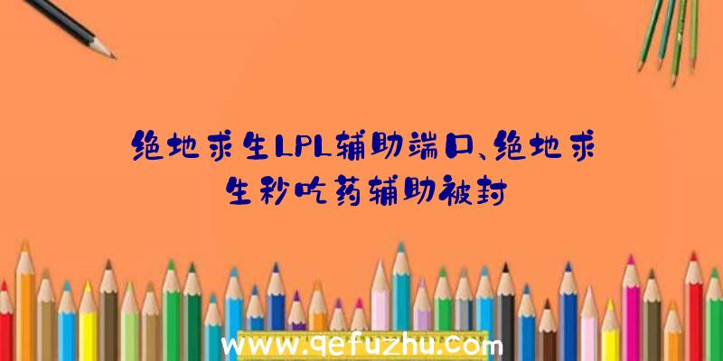 绝地求生LPL辅助端口、绝地求生秒吃药辅助被封