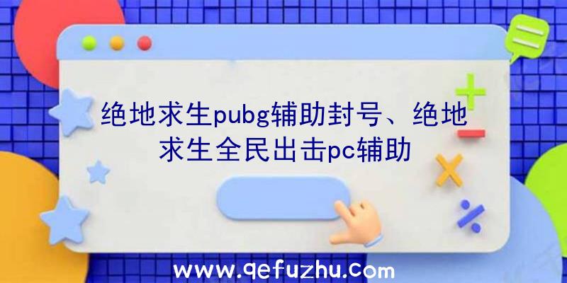 绝地求生pubg辅助封号、绝地求生全民出击pc辅助