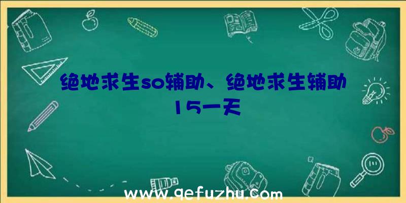 绝地求生so辅助、绝地求生辅助15一天