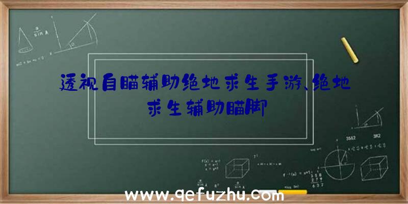 透视自瞄辅助绝地求生手游、绝地求生辅助瞄脚