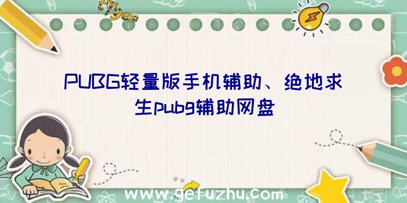 PUBG轻量版手机辅助、绝地求生pubg辅助网盘