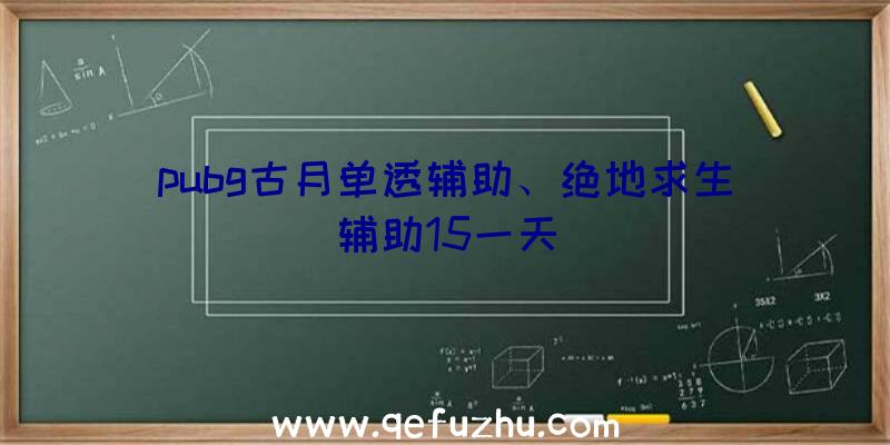 pubg古月单透辅助、绝地求生辅助15一天