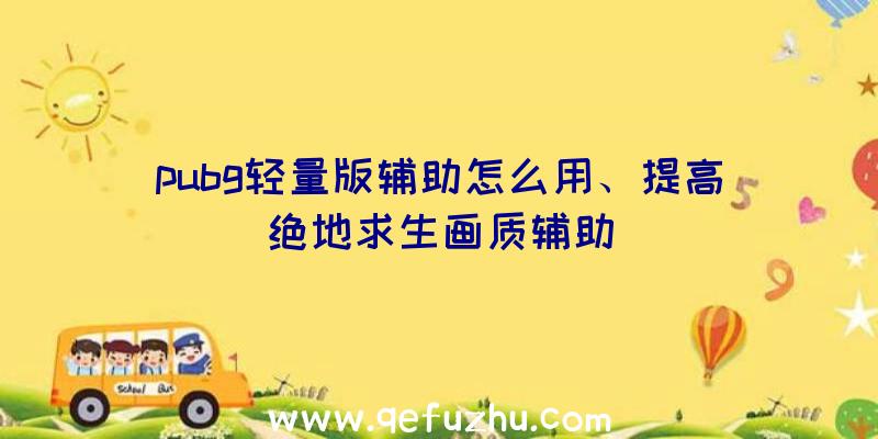 pubg轻量版辅助怎么用、提高绝地求生画质辅助