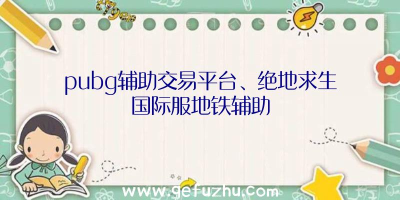 pubg辅助交易平台、绝地求生国际服地铁辅助