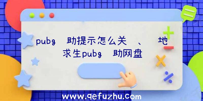 pubg辅助提示怎么关闭、绝地求生pubg辅助网盘