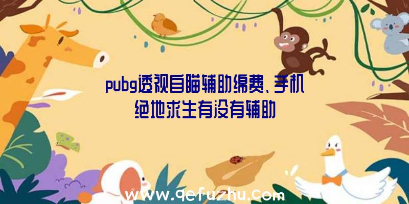 pubg透视自瞄辅助绵费、手机绝地求生有没有辅助