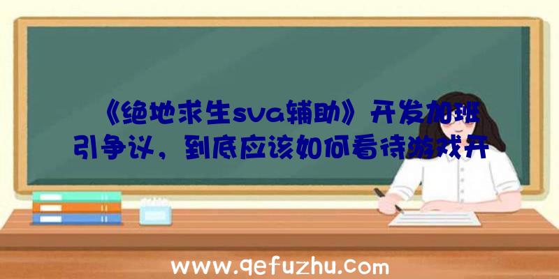 《绝地求生sva辅助》开发加班引争议，到底应该如何看待游戏开发者的权益？