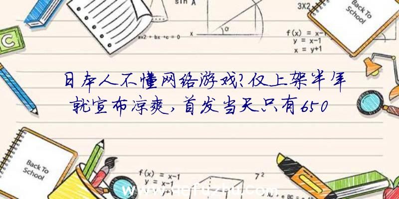 日本人不懂网络游戏？仅上架半年就宣布凉爽,首发当天只有650